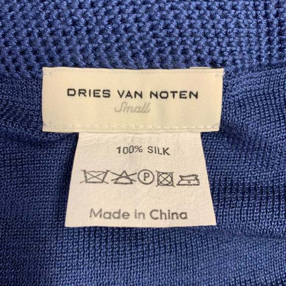 DRIES VAN NOTEN Blue Silk Knit Cross Back Bodysuit Casual Top - Picture 5 of 5